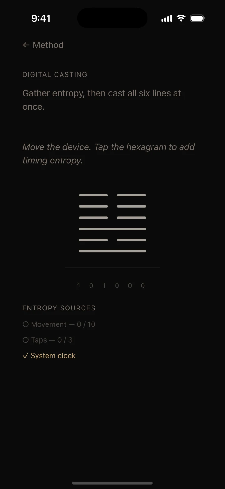 Mutatio gathering movement, tap timing, and system entropy for a digital casting